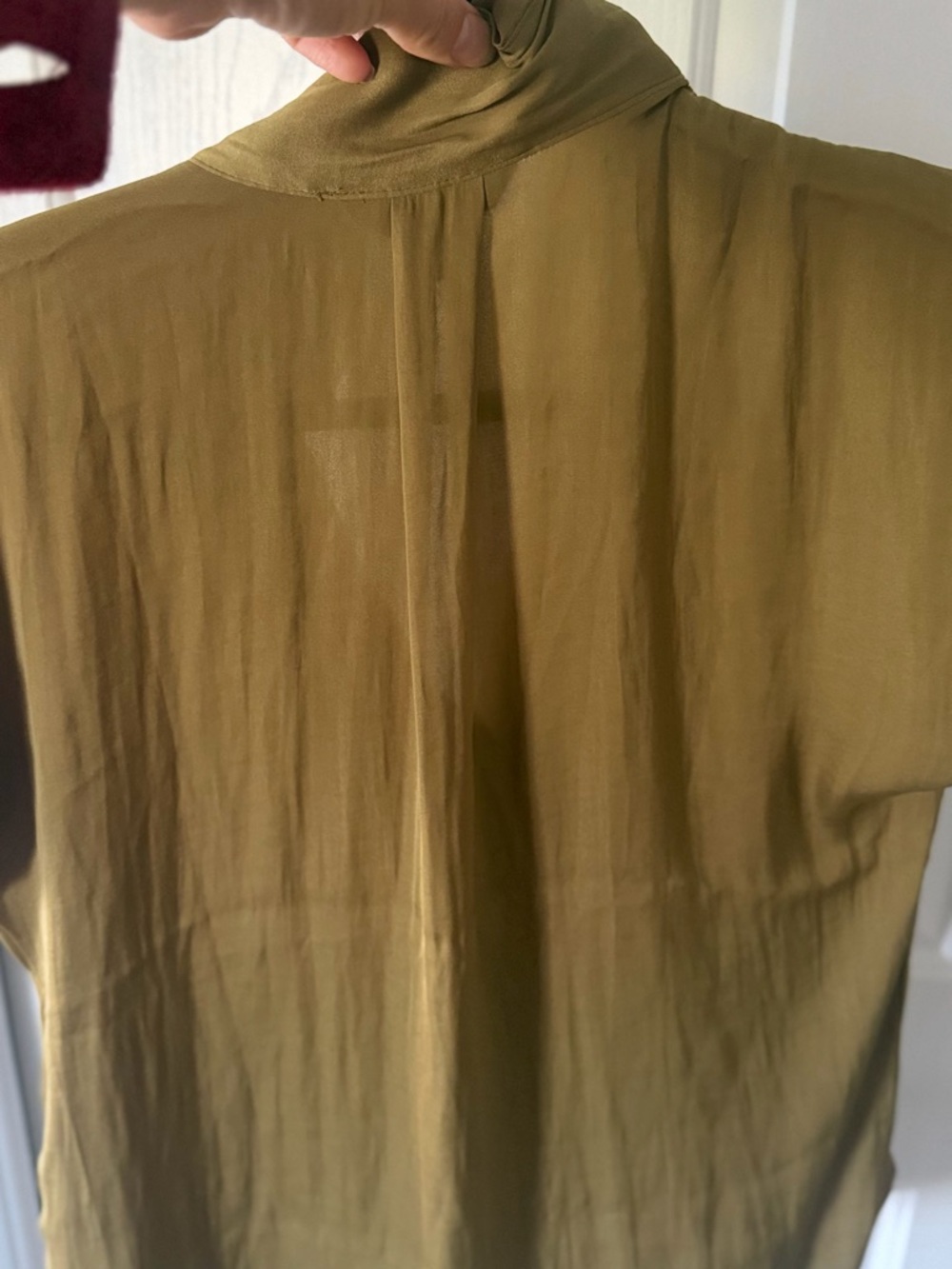 Nine West Olive Button-Front Cap Sleeve Blouse - Picture 3 of 3